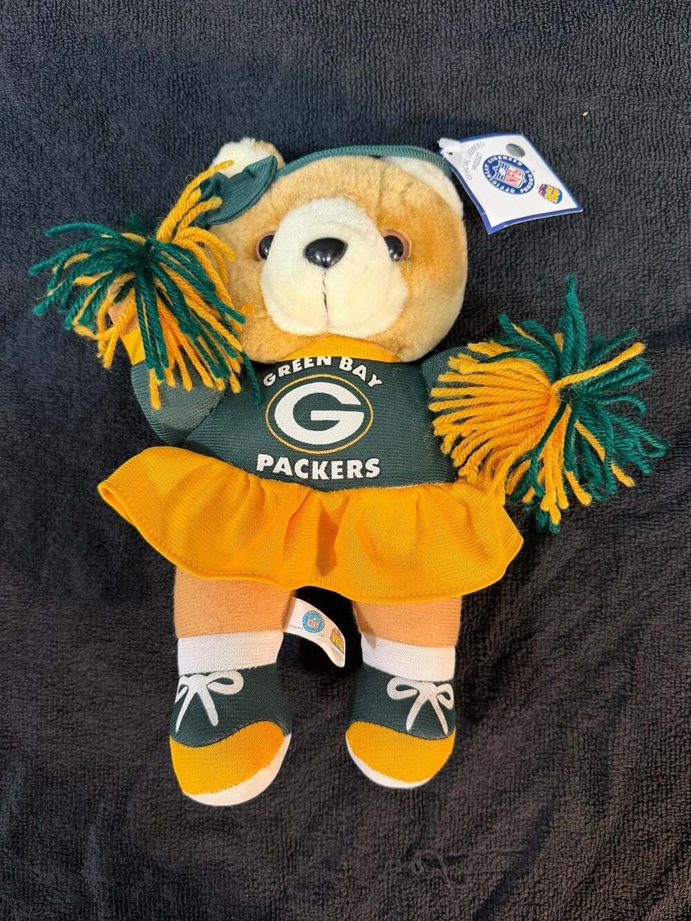 Vintage 1998 Green Bay Packers NFL CheerleaderTeddPlus Stuffed Toy with Pom Poms